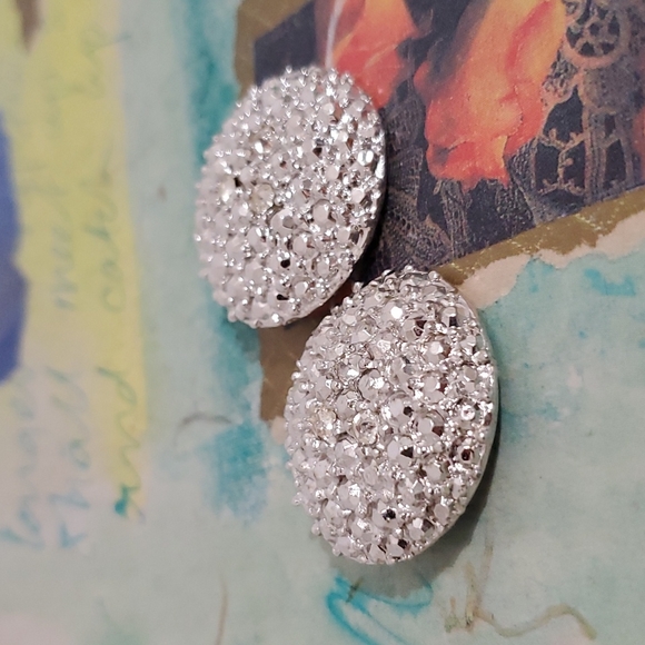 Set of 2 Silver tone brushed mirrored oversize buttons Fantastic dazzling - Picture 5 of 6